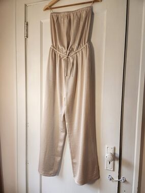 Express Pearl Ivory Strapless Jumpsuit